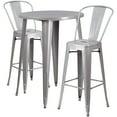 thumbnail image 2 of Emma + Oliver Commercial 30" Round Silver Metal Indoor-Outdoor Bar Table Set-2 Cafe Stools, 2 of 5