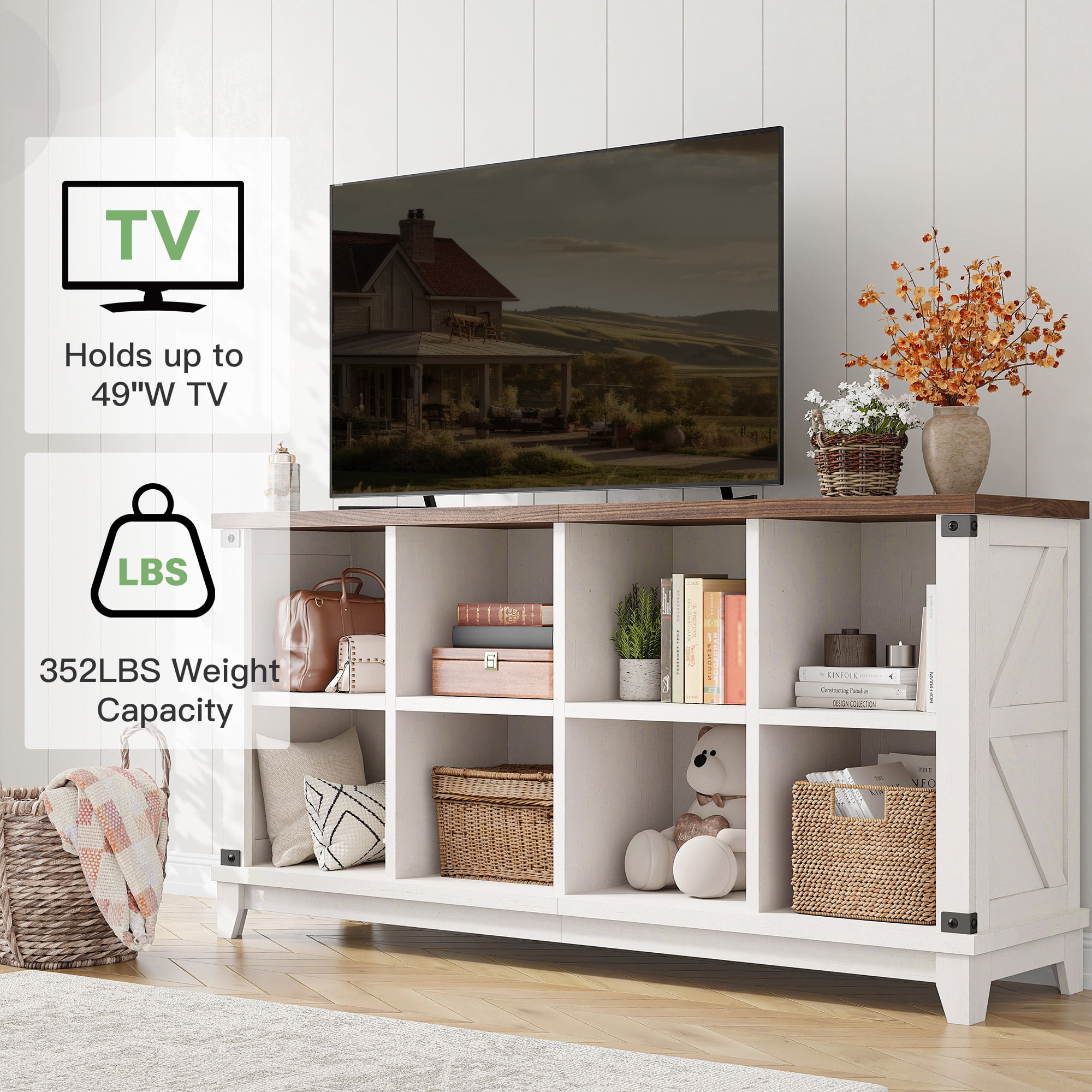 EnHomee 8 Cube Storage Organizer for Bedroom Cube Organizer White 49"W*27"H*11.8"D