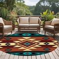 thumbnail image 5 of Turquoise Red Round Area Rug 6 FT, Non Slip Bedroom Area Rug, Southwest American Native Abstract Pattern Washable Soft Circular Carpet Floor Mat for Kitchen Dining Room Home Office Kids Room, 5 of 9