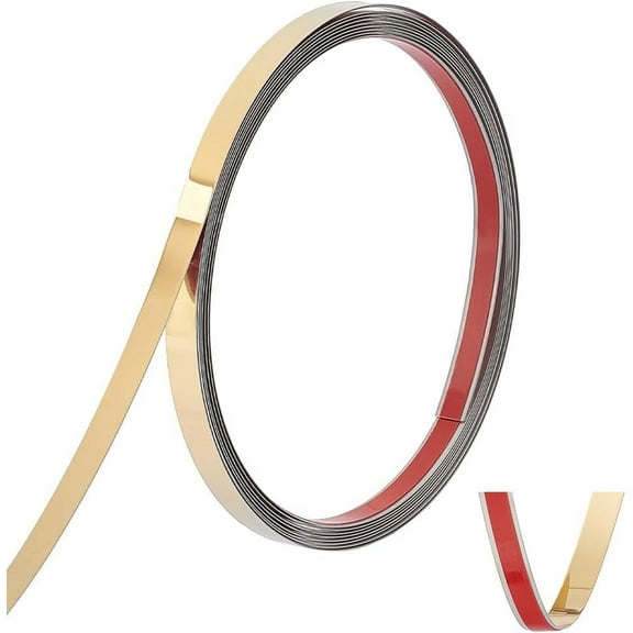 201 Stainless Steel Self-Adhesive Flexible Molding Trim Ceiling Molding Wall Trim for Furniture Door Wardrobe Home Decor Golden 10x1mm 4m/roll