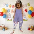 thumbnail image 2 of Girls Easter Bunny Print Romper Sleeveless Harem Jumpsuit Soft Stretchy Purple Kids,Size 4 T, 2 of 7