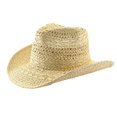 thumbnail image 4 of Hand‑Woven Paper Straw Cowboy Hat Hollow Knit Wide Brim Sun Hat Unisex Outdoor Beach Travel Sun‑Protection Fedora Hat for Men Adults, 4 of 7