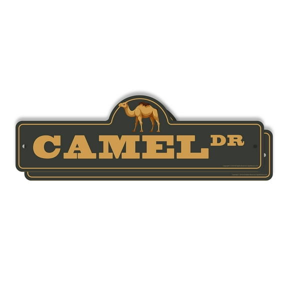 Camel (2 Pack) Plastic Street Sign - 6 Inch X 18 Inch Gift Animal Desert Hump Wildlife Sand Exotic Travel Nature Ride Decor Unique