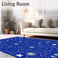 thumbnail image 2 of ODIKA 4'x6' Machine Washable Non-Slip Area Rug, Whimsical Alphabet Galaxy Interlocking Constellation Motif High Traffic Rug with Pad, Blue, 687206, 2 of 8