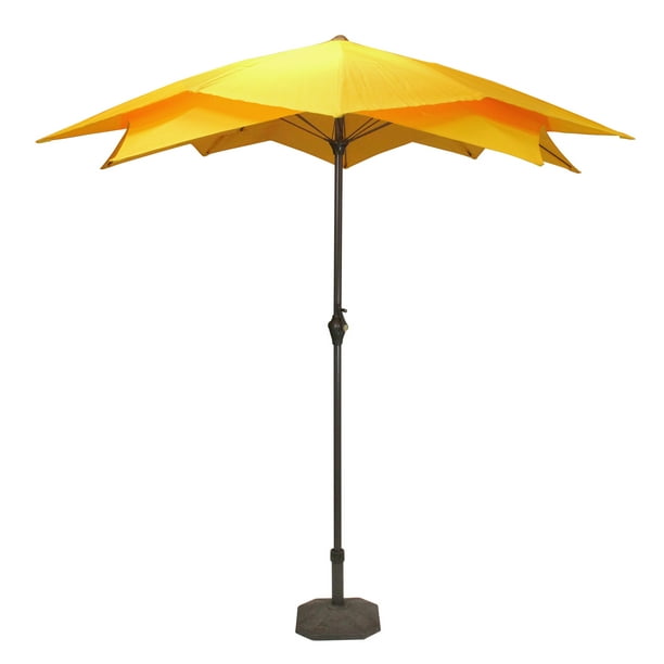 LB International Parapluie Extérieur Jaune de 8,2 Pi avec Manivelle