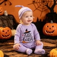 thumbnail image 6 of Wonitaaizi Halloween Baby Boy Outfit Newborn Long Sleeve Romper with Hat 2PC Outfits (3-6 Months,Purple), 6 of 7