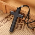 thumbnail image 3 of Generic Car Pendant Black Wooden Crucifix Cross with Black Cowboy Hat, Rearview Mirror Interior Decorative Accessories, 3 of 6