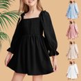 thumbnail image 5 of Utoimkio Toddler Girls Ruffle Princess Dress Square Neck Long Sleeve Formal Party Dress Summer Outfits Clothes Size 3-10Y, 5 of 5