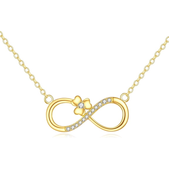 Gold Infinity Necklace 14K Gold Moissanite Infinty Clover Pendant Necklace Jewelry Christmas Gifts for Women