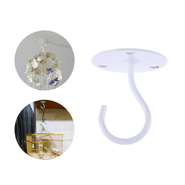 Sturdy White Iron Overhead Hooks, Elephant Trunk Design, Ceiling Hooks for Cabinet, Porch, Wardrobe, Indoor Outdoor Use, Hanging Tools, Plants