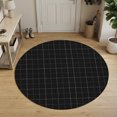 thumbnail image 3 of Small Round Rug 3Ft, Black Plaid Grid Non-Slip Washable Circle Rugs Carpet, Modern Abstract Dark Checkered Indoor Outdoor Rug Floor Mats Throw Runner for Bedroom Living Room Bathroom, 3 of 8
