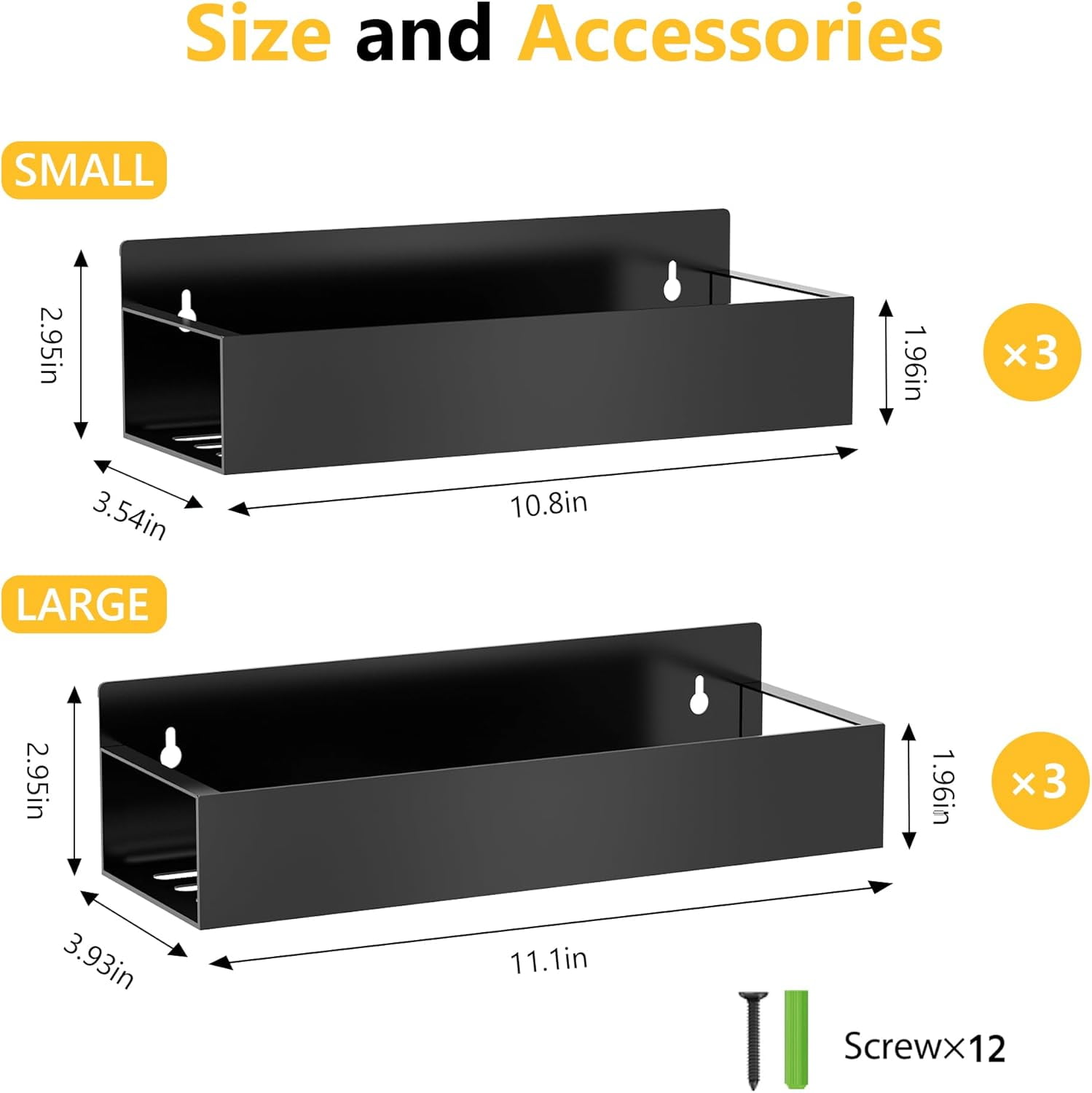 Magnetic Spice Rack for Refrigerator, 6pack Magnetic Shelf for Fridge Space Saving Seasoning Organizer for Kitchen storage Any Metal Surface No Drilling Needed (6pack-Black)