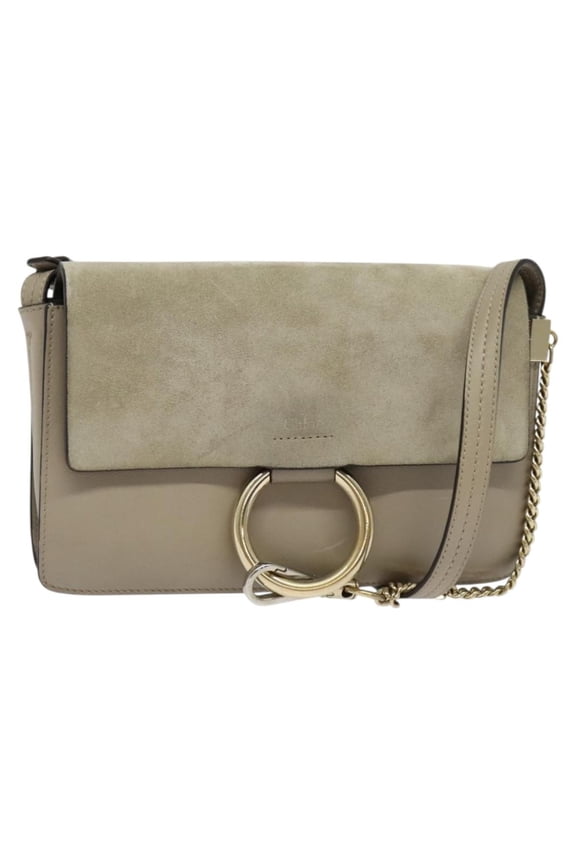 Pre-Owned Chloe Faye Shoulder Bag Leather And Suede Beige Leather Bag