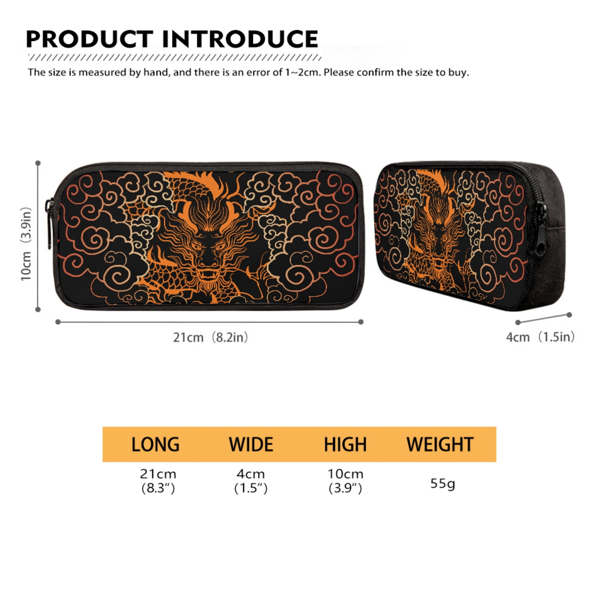 Xixirimido Cool Japanese Dragon Pattern 4Pcs Children Schoolbag Set Large Backpack with Lunch Box Pencil Pouch and Water Bottle Holder for Teens Boys Girls Bookbag Set