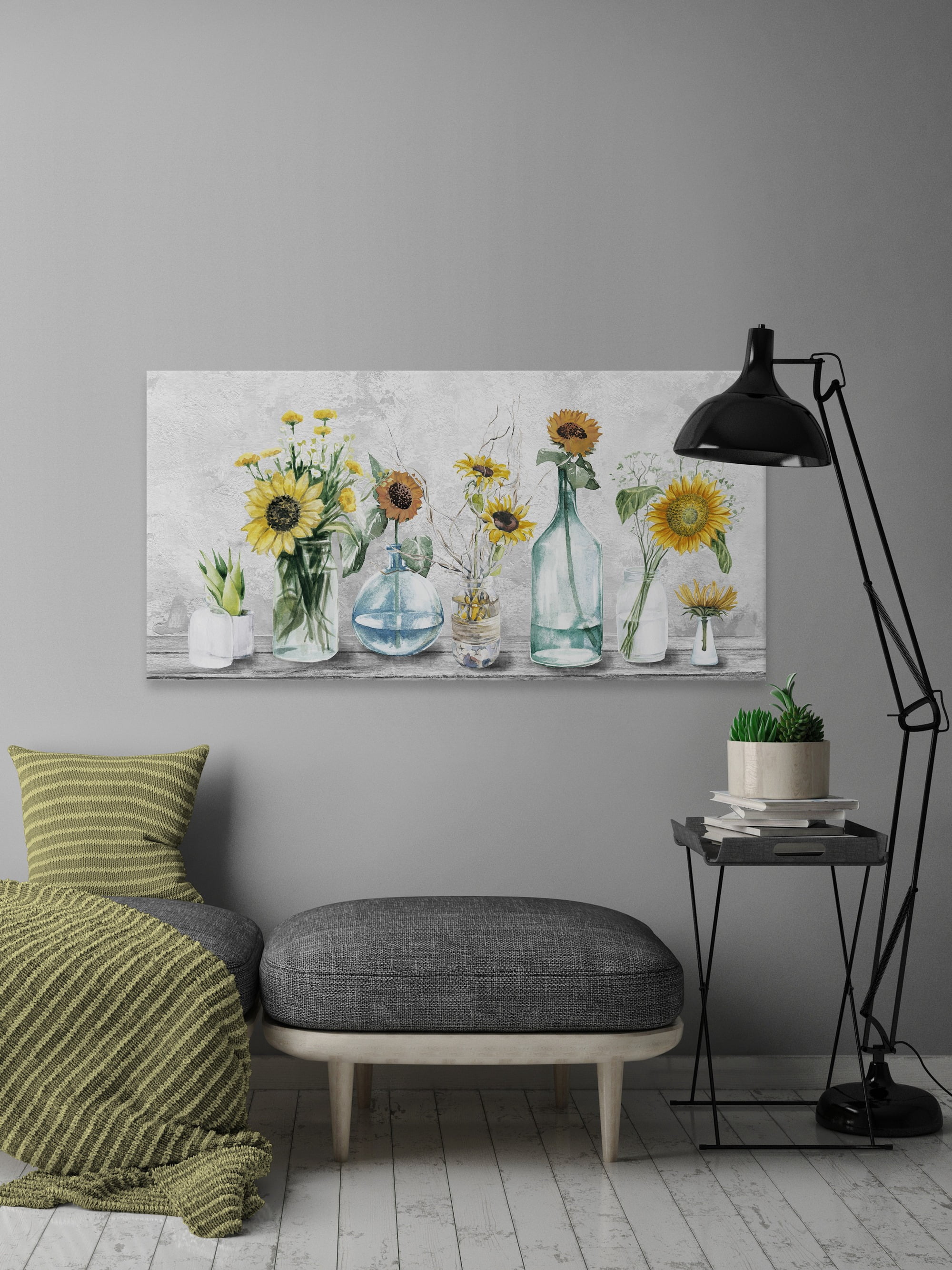 Marmont Hill Adorable Sunflowers Canvas Wall Art, 12" x 24"