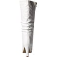 thumbnail image 3 of Top Moda Auto-2 Women's Mid Calf Buckle Strap PU Leather Kitten Heel Boots WHITE 7, 3 of 8