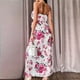 thumbnail image 5 of Vestido informal hasta los tobillos con dobladillo dividido irregular con cordones y cuello en V con estampado de tirantes sin mangas sexy para mujer (cinturón incluido) OAVQHLG3B Store  lin121212, 5 of 5