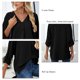 thumbnail image 5 of Blusa de gasa con mangas enrollables, blusa informal con cuello en V y mangas enrollables para mujer, camisa de gasa plisada, solución innovadora, 5 of 6
