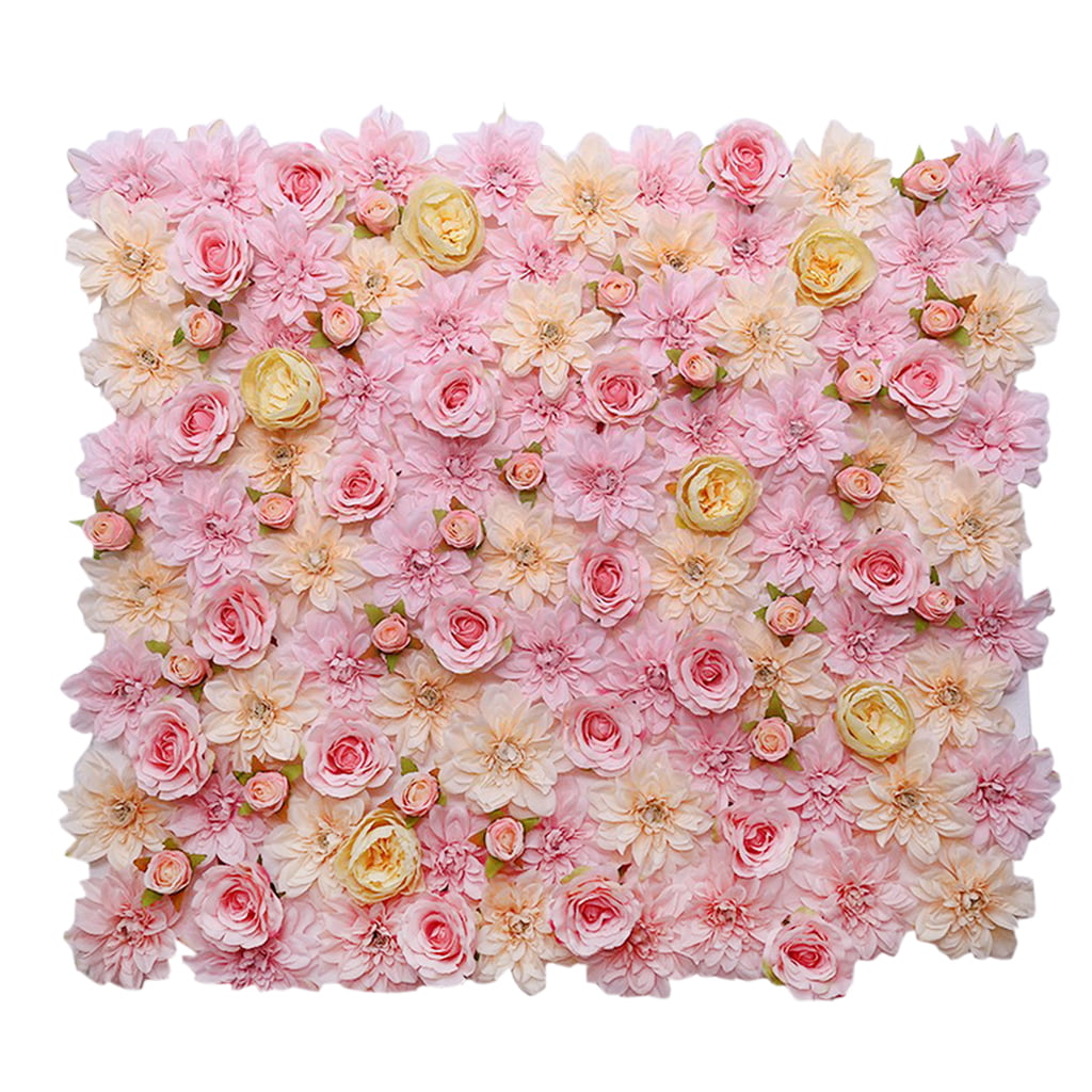 2pcs Artificial Flower Wall Panel Hall Home Wedding Venue Floral Decor Cream 