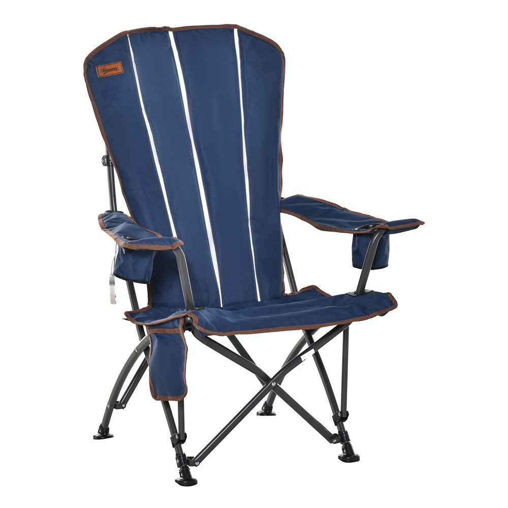 Outsunny Camping Folding Chair Portable Lawn Chair w/ Storage Pocket