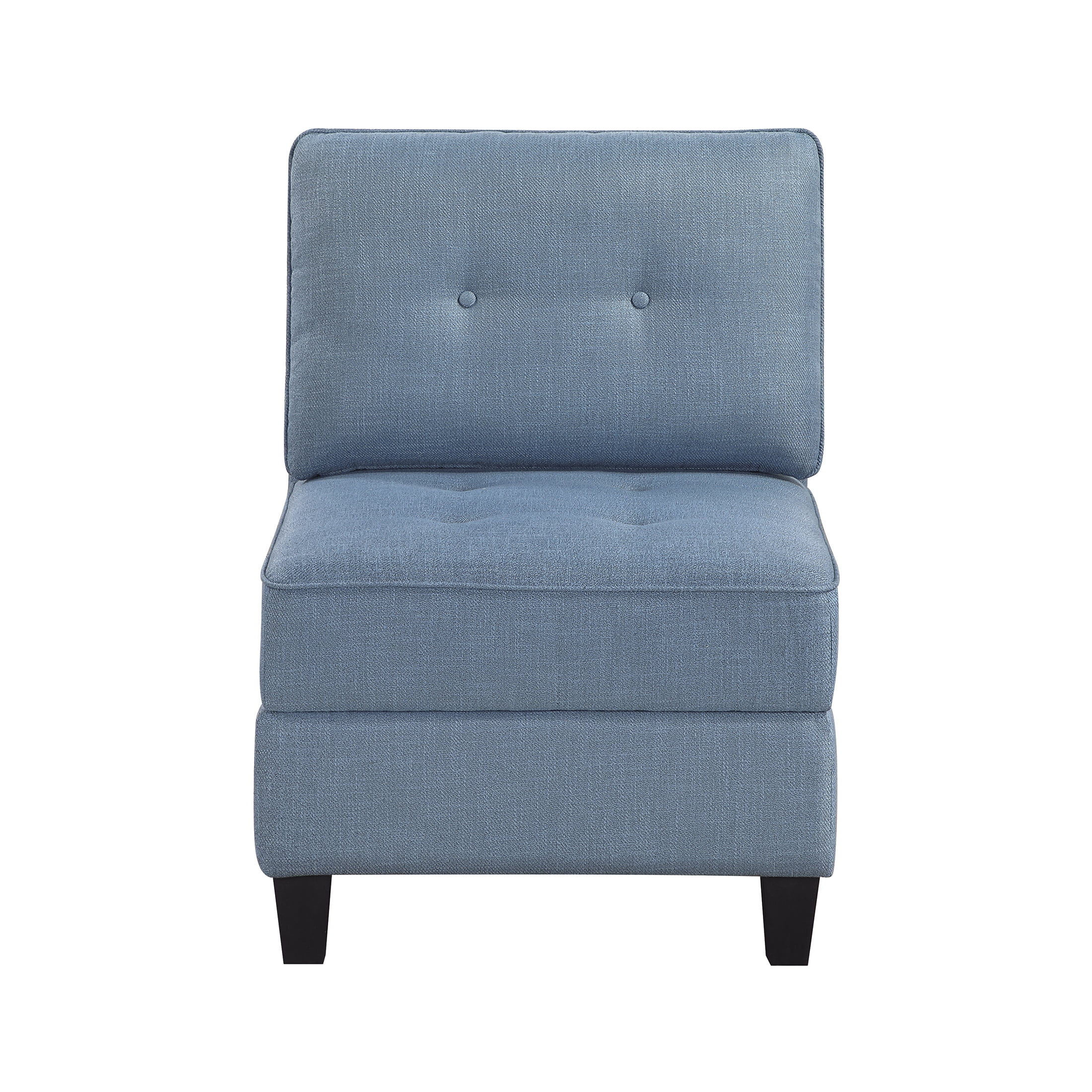 OakvillePark Silvercross Textured Fabric Armless Chair with Storage, Module for Modular Sectional Sofa, Blue