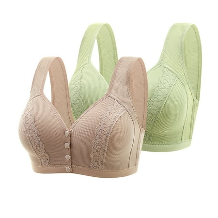 Ndbuld Savings Up to 30% off 2pc Women s Plus Size Lingerie Bra Women s Sexy Printed Front Button Underwear without Steel Ring Bra Comfortable Bra Green 40