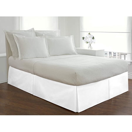 D.N.G. BEDDINGS 1 Piece Split Corner Tailored Bed Skirt, 6 Inch Deep Pocket, 800 Thread Cotton 100% Egyptian Cotton, California King Size (72" x 84") Inch, Solid White