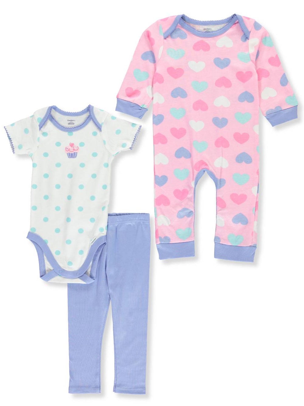 Flower Design Gerber Baby Girls 4 Piece Layette Set NEW Various Sizes Cupcake