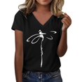 thumbnail image 3 of HCYSFG Womens Dragonfly Graphic Print V Neck Summer Tops Casual Classic Short Sleeve T Shirt Loose Fit Pullover Style Comfortable Daily Clothes, 3 of 5