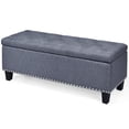 thumbnail image 1 of Gymax 48" Rectangulaire Tissu Rangement Pouf Banc Bouton Touffeté Repose-Pieds Tabouret Gris, 1 of 10