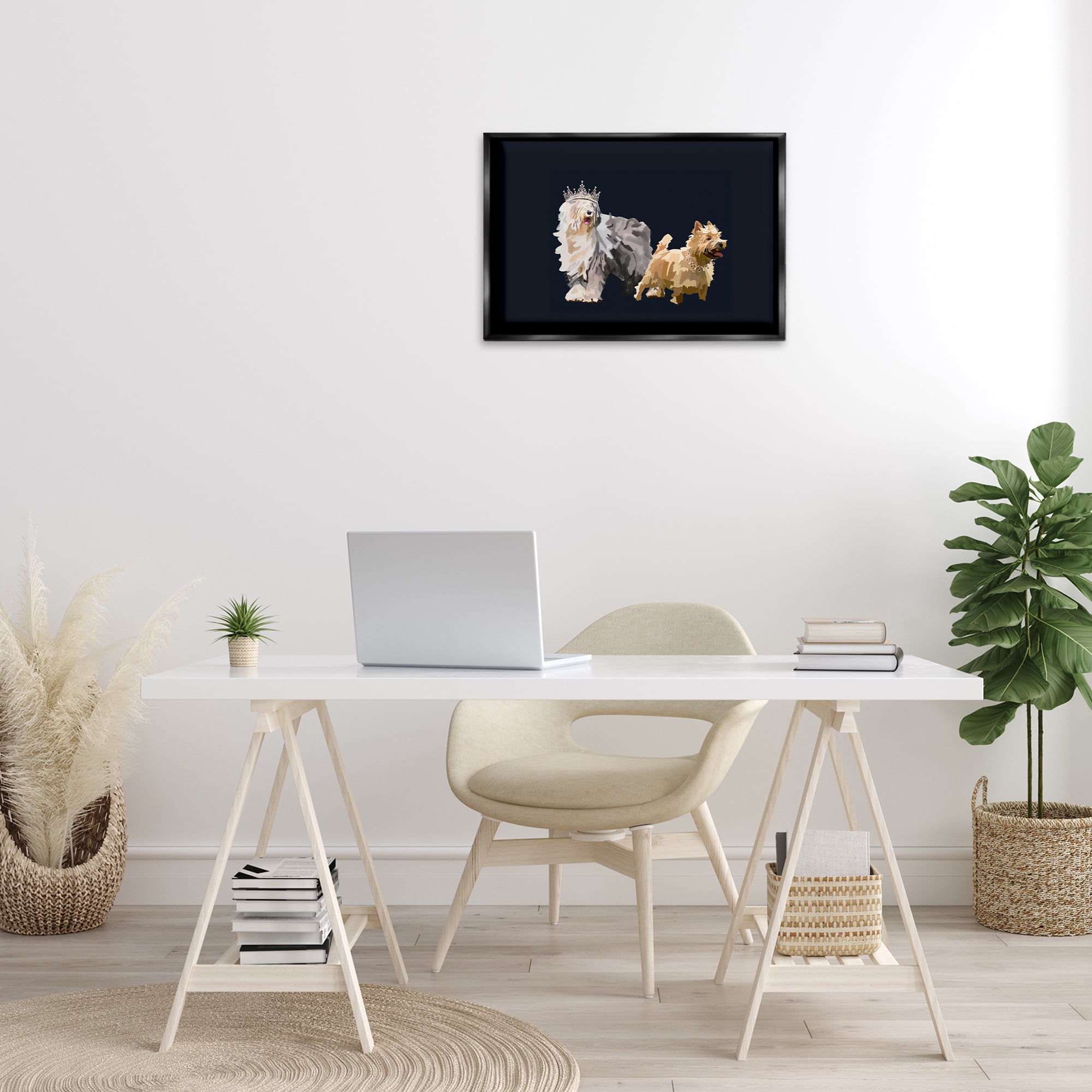Stupell Industries Dog Duo with Crowns Animals & Insects Painting Black Floater Framed Canvas Art Print Wall Art, 25 x 17
