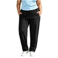 thumbnail image 2 of Mifsaly Plus Size Hiking Pants Women Lightweight Quick Dry Workout Lounge Joggers with Pockets Comfortable Loose Fit Outdoor Running Athletic Bottoms Black,XL, 2 of 7
