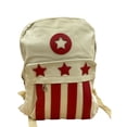 thumbnail image 1 of Sac à Dos Blanc Élégant avec Étoiles Rouges et Rayures Rouges - Sac à Dos en Cuir de 16 Pouces pour Voyage et Usage Régulier, 1 of 2
