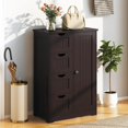 thumbnail image 5 of GLACER Bathroom Floor Cabinet, Multifunctional Storage Cabinet with 4 Drawers and 1 Door, Wooden Side Storage Organizer for Bathroom, Living Room or Kitchen, 22 x 12 x 32 inches (Brown), 5 of 16