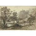 thumbnail image 2 of Friedrich Salathé 24x18 Gold Ornate Framed and Double Matted Museum Art Print Titled - View of Nemi, in the Foreground of the Nemise Lake (1830), 2 of 4