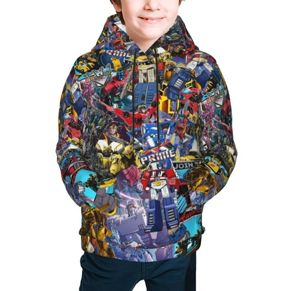 Transformers Youth Cartoon Hoodie Fashion Long Sleeve Kids Pullover Coat Casual Hoody Hooded Sweatshirts for Boys Girls