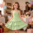 thumbnail image 6 of ITSAME Girls Slip Dresses Tiered Ruffle A-Line Sleeveless Summer Casual Tunic Dress Green Size 9, 6 of 9