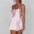 thumbnail image 4 of Vestido midi sexy de color liso y corte ajustado para mujer - Cuello en V, lazo delantero, tirantes finos, espalda abierta - Playa/Fiesta/Cóctel - S-L, 4 of 6