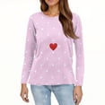 thumbnail image 4 of Garbnen Polka Dot Women's Valentine Tops Heart Printed Crew Neck Shirts for Women Long Sleeve Spring Women Pullover, 4 of 5