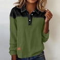 thumbnail image 1 of TaTaai Women's long sleeve collared top, linen cotton fabric, color block design, removable buttons, pullover style, casual loose fit, soft breathable, ideal for daily outings & office casual Gift, 1 of 7