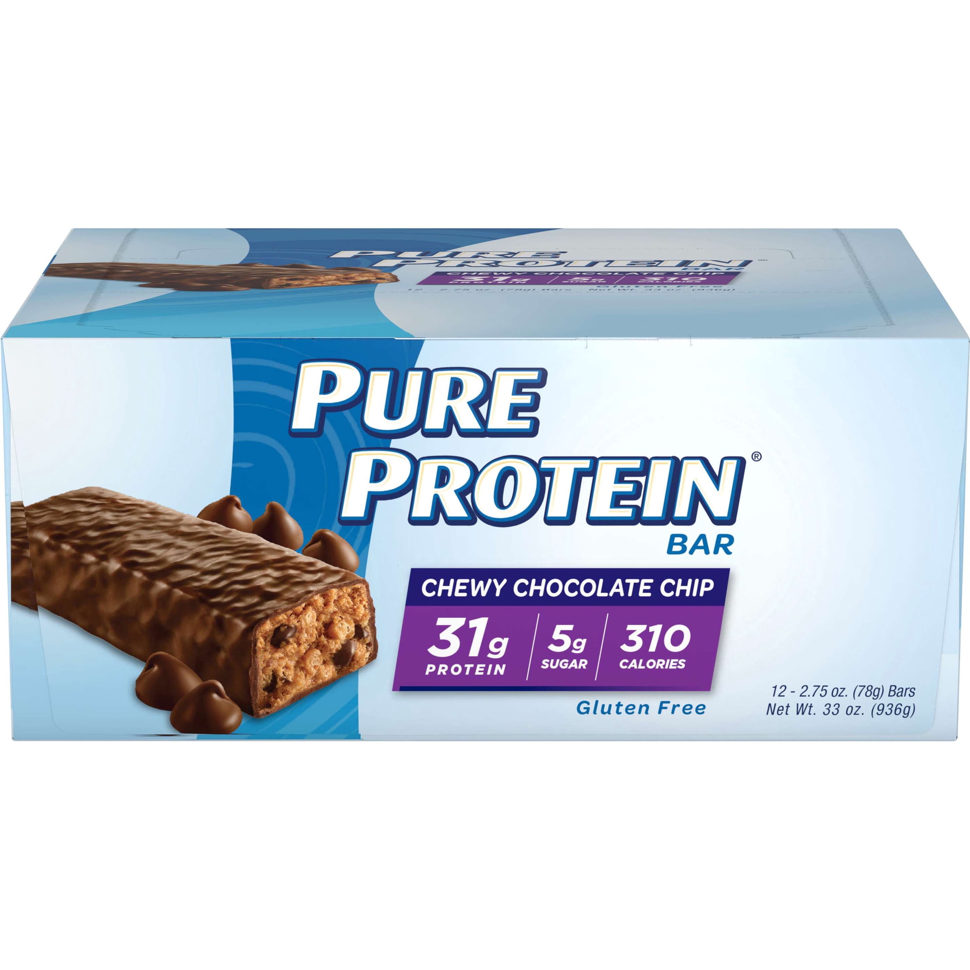 Pure Protein Bar, Chewy Chocolate Chip, 31g Protein, 12 Ct