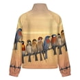 thumbnail image 6 of Jackets for Women Winter Coat Jackets Flannel Stand Collar Jacket(Birds on Branches Art Print,Size:S-4XL), 6 of 7