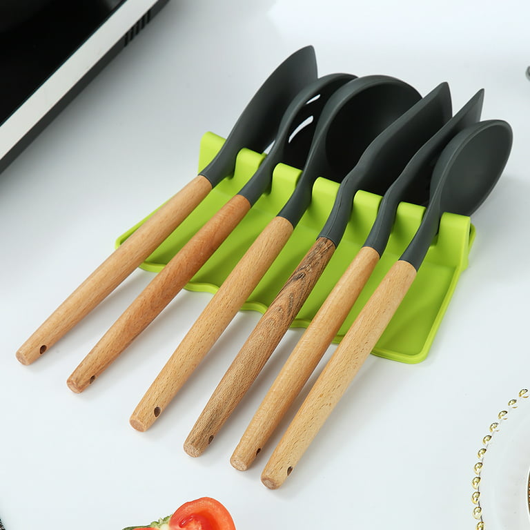 COOK WITH COLOR Silicone Spoon Rest, Spoon Rest with Lid Holder, Easy to  Clean Utensil Rest, Heat Resistant and Versatile Tool for Spatulas, Forks
