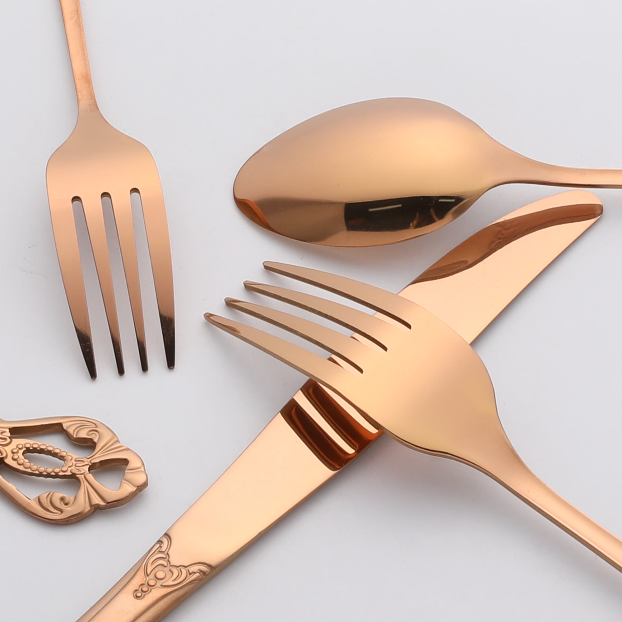 Unique Bargains 30 Piece Silverware Stainless Steel Flatware Set with Openwork Black