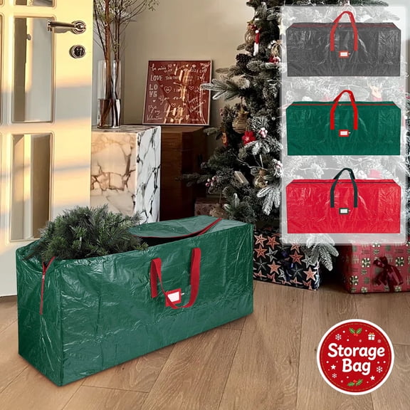 Christmas Tree Storage Bag, Durable Heavy Duty PE Woven Cloth, Wide Zipper Opening, Reinforced Handles, Waterproof Dustproof Sack, Holds Xmas Trees, Tear Resistant Fabric for Home Holiday Storage