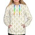 thumbnail image 4 of Hoodies for Women - White And Gold Geometry Comfrt Colour Drawstring Women'S Fashion Hoodies & Sweatshirts, Fall Outfits Clothes for Women 2024 Pullover with Kangaroo Pocket, 4 of 7