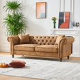 thumbnail image 3 of Leathaire 2-Piece Living Room Set, 3-Seater Chesterfield Sofa and Loveseat with Rolled Arms, Modern 5-Seater Tufted Cloud Couch for Living Room, Brown, 3 of 9