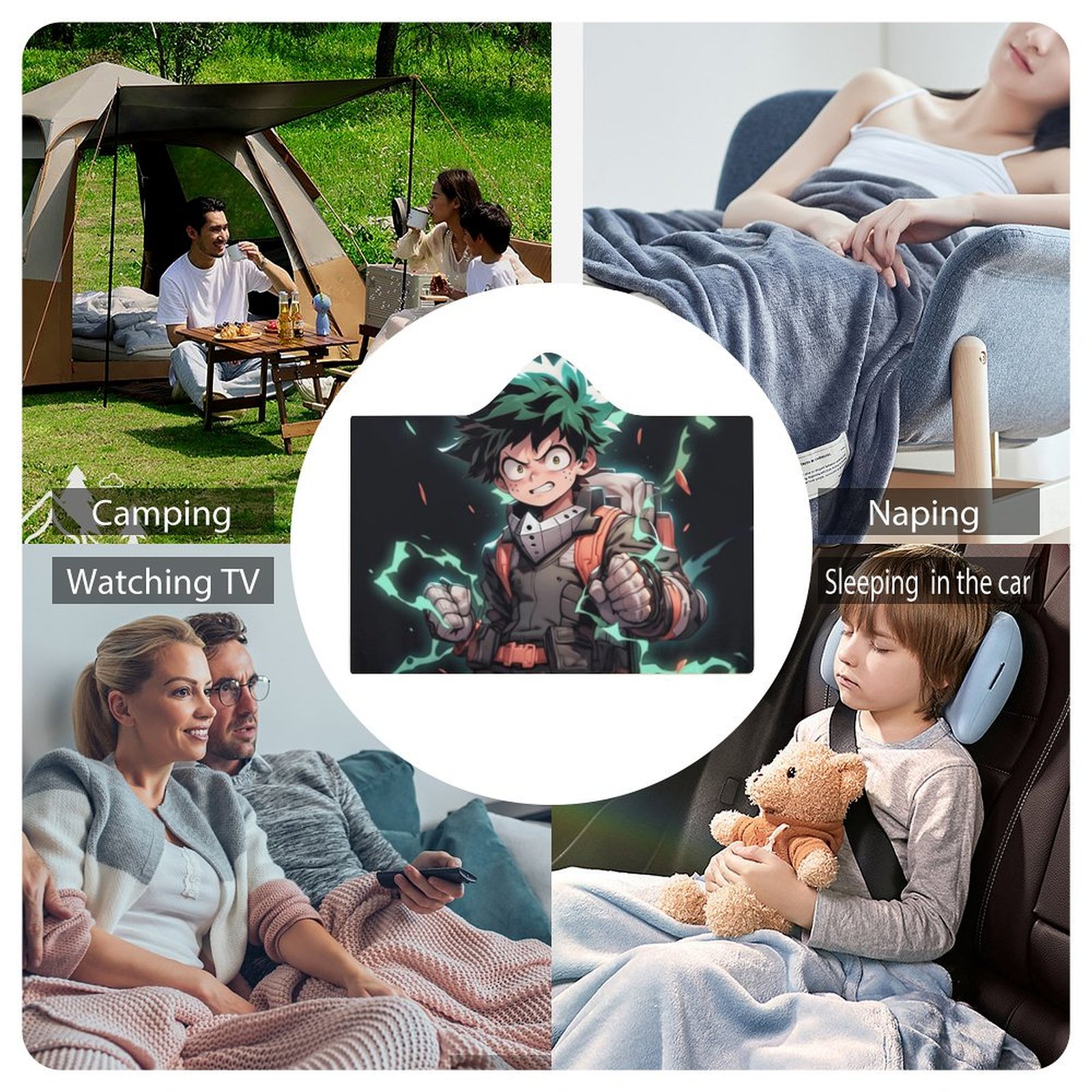 My Hero Academia Wearable Blanket Cloak Arctic Velvet Hooded Blanket Soft Fuzzy Hoodie Blanket Cape for Adults Kids 50"x60"