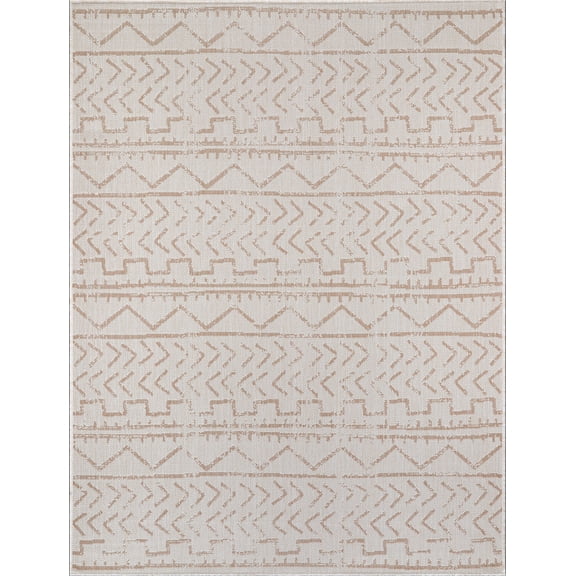 Beverly Rug Outdoor Rug 4' x 6' Patio, Porch, Patio Beige and White