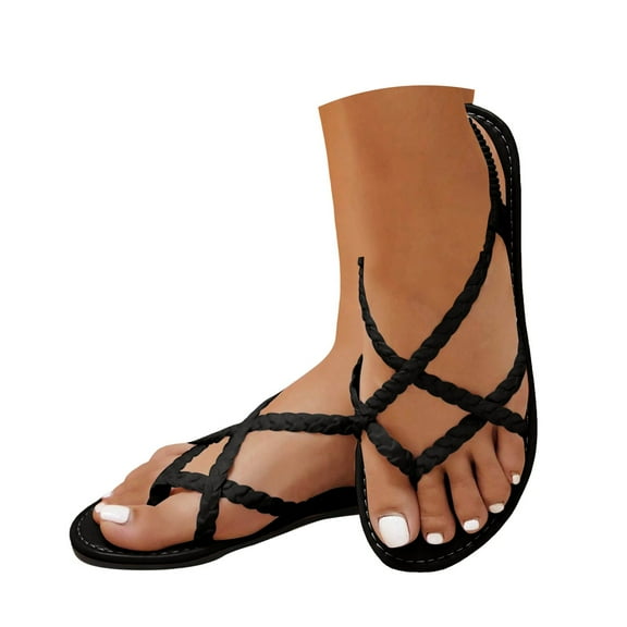 Mostsola Womens Flat Sandals Cute Beach Shoes Braided Strappy Flip Flops Summer Dress Shoes